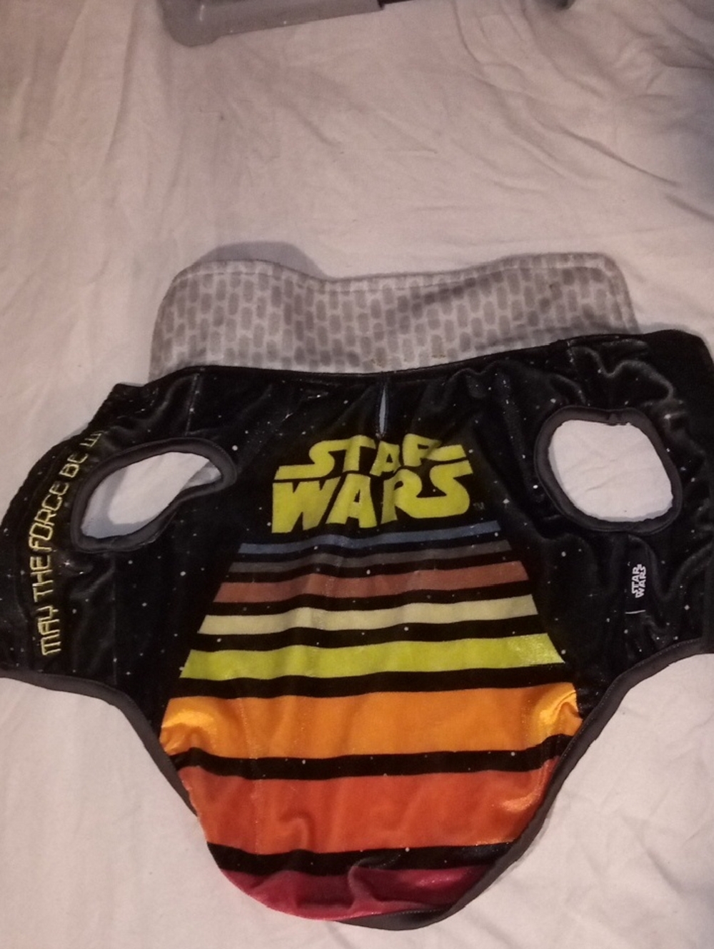 Star Wars Black Dog Jacket with Yellow, Orange & Red Stripes